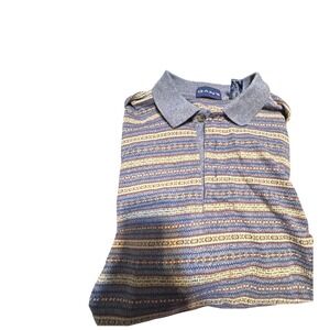 Gant VTG XLPolo Shirt Multi Color Striped Geometric Short Sleeve Cotton Knit